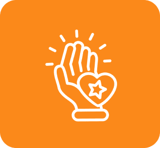 A hand with a heart in it and a star on the other side.